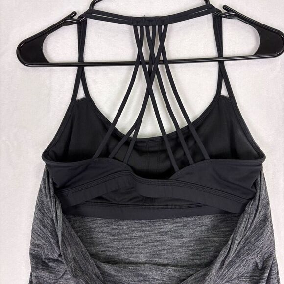 Lululemon Heathered Grey with Black Strappy Back Sports Bra Built In Size 8 - Picture 6 of 10
